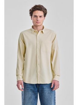 Snitch - Light Yellow Textured Full Sleeves Regular Luxe Shirt