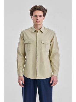 Snitch - Beige Solid Full Sleeves Regular Casual Shirt