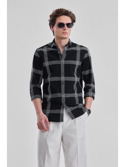 Snitch - Black Checks Full Sleeves Slim Casual Shirt