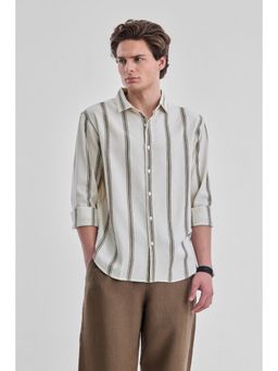 Snitch - Off White Stripes Full Sleeves Regular Casual Shirt