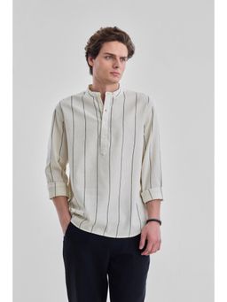 Snitch - Off White Stripes Full Sleeves Regular Shirt