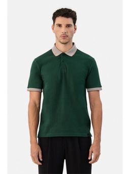 Snitch - Dark Green Solid Half Sleeves Regular Casual Polo T-shirt