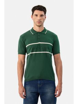 Snitch - Dark Green Stripes Half Sleeves Regular Casual Polo T-shirt