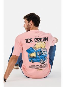 Snitch - Peach Graphic Printed Half Sleeves Casual T-shirt