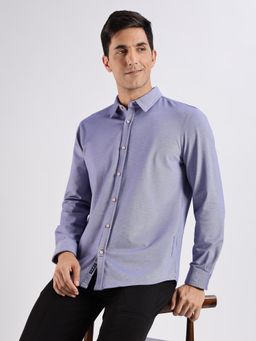 TURMS - Powder Blue Solid Knitted Anti Odor Shirt