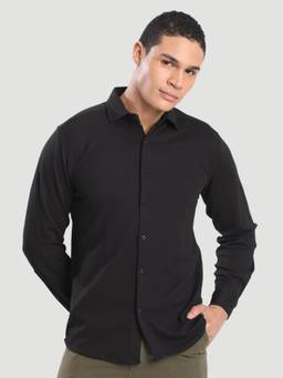 Bene Kleed - Men Black Textured Regular Fit Shirt