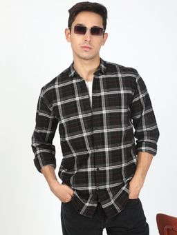 Bene Kleed - Men Black Checked Full Sleeves Casual Shirt