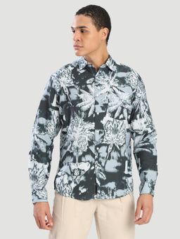Bene Kleed - Men Teal Printed Nylon Regular Fit Spread Collar Shirt