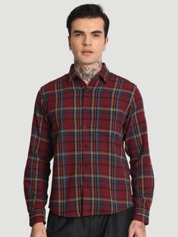 Bene Kleed - Men Red Regular Fit Checks Casual Shirt