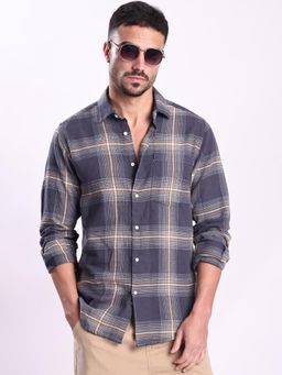 Bene Kleed - Men Grey Checked Full Sleeves Shirt