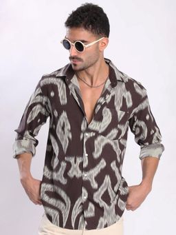 Bene Kleed - Men Brown and Cream Abstract Printed Shirt