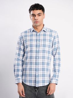 Bene Kleed - Men Blue Checked Full Sleeves Casual Shirt
