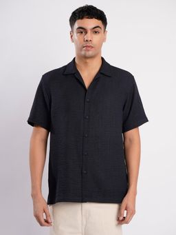 Bene Kleed - Men Navy Blue Textured Shirt
