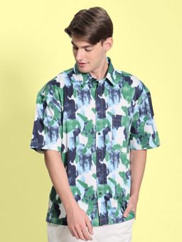 Bene Kleed - Men Multi-Color Abstract Printed Oversized Casual Shirt