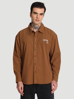 Bene Kleed - Men Brown Embroidered Pure Cotton Casual Shirt