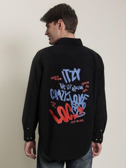 Bene Kleed - Men Black Pure Cotton Typography Printed Shirt
