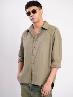 Bene Kleed - Men Olive Oversized Cotton Casual Shirt