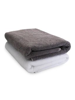 Heelium - Bamboo Bath Towel - Soft - Absorbent & Odour Free - 2 Pcs - Grey - White