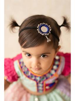 Choko - Dark Blue Mirror Embellished Ghungroo Detailed Headband