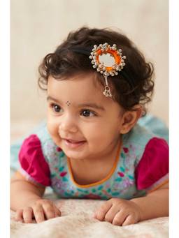 Choko - Vibrant Orange Mirror Embellished Ghungroo Detailed Headband