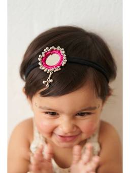 Choko - Pink Mirror Embellished Ghungroo Charm Elegant Cultural Headband
