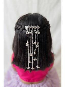 Choko - Silver Floral Motif Cascading Chain Alligator Hair Clip