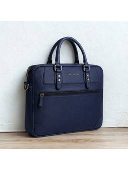 Gauge Machine - Mens Navy Blue 16 Inch Laptop Messenger Bag With Detachable Strap