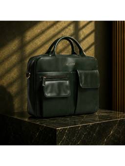 Gauge Machine - Mens Green 16 Inch Laptop Messenger Bag With Detachable Strap