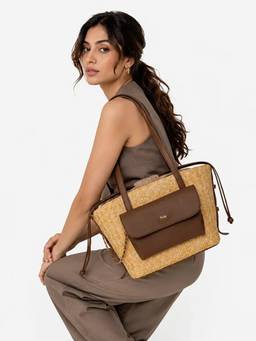 HIE - Versa Coffee Beige Tote Bag With Mini Sling Bag