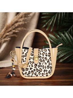 ESBEDA - Beige Spotlight Leopard Handbag With Detachable Strap