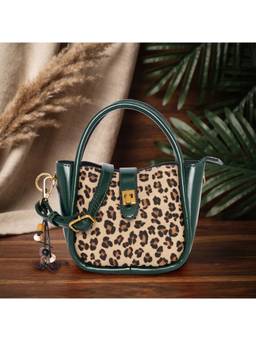 ESBEDA - Green Spotlight Leopard Handbag With Detachable Strap
