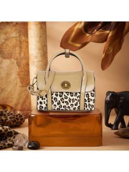 ESBEDA - Beige Shadow Leopard Handbag With Detachable Strap