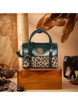 ESBEDA - Green Shadow Leopard Handbag With Detachable Strap