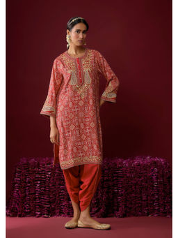 Sheetal Batra - Zoya Deep Red Short Kurta with Dhoti Pant