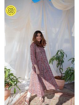 The Indian Ethnic Co. - Kalamkari Red Kali Cotton Kurta