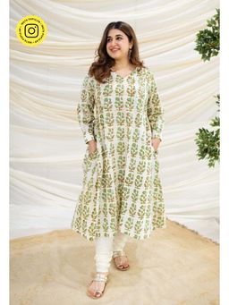 The Indian Ethnic Co. - White Batik Cotton Kurta