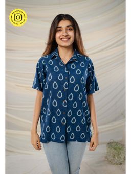 The Indian Ethnic Co. - Indigo Dabu Cotton Shirt