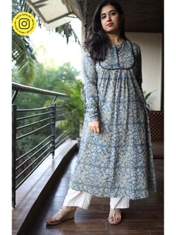 The Indian Ethnic Co. - Natural Dyed Kalamkari Chudi Sleeve Kurta