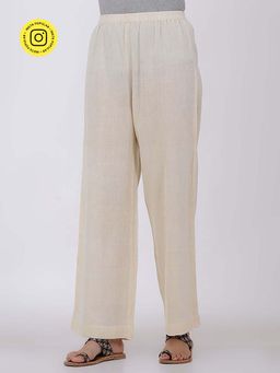 The Indian Ethnic Co. - Ivory Elasticated Organic Cotton Palazzo