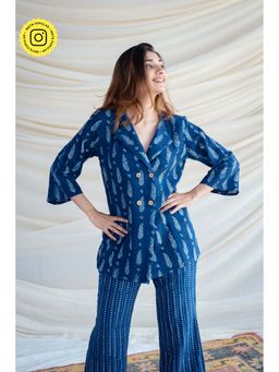 The Indian Ethnic Co. - Blue Dabu Cotton Co-Ord Suit Set