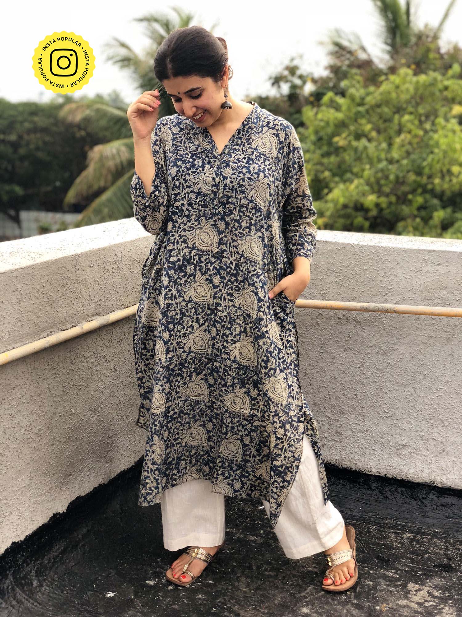 Indigo Kalamkari Kurta-picture-41