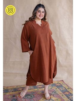 The Indian Ethnic Co. - Brown Kala Cotton Co-Ord Set