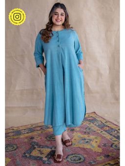 The Indian Ethnic Co. - Blue Kala Cotton Kurta and Co-Ords Set