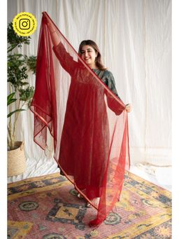 The Indian Ethnic Co. - Red Kota Doria Cotton Dupatta