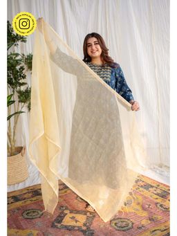 The Indian Ethnic Co. - Yellow Kota Doria Cotton Dupatta