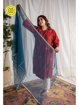 The Indian Ethnic Co. - Blue Kota Doria Cotton Dupatta