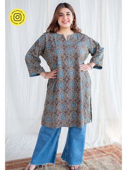 The Indian Ethnic Co. - Ajrakh Jhabba Kali Cotton Kurta