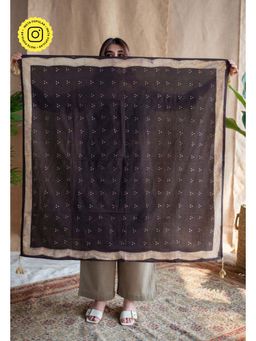 The Indian Ethnic Co. - Charcoal Dabu Cotton Dots Scarf
