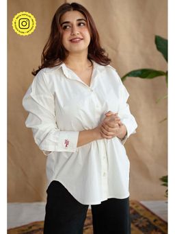 The Indian Ethnic Co. - White Poplin Cotton Solid Shirt