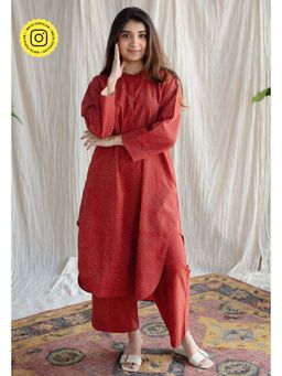 The Indian Ethnic Co. - Bombay Ajrakh Red Cotton Co-Ord (Set of 2)